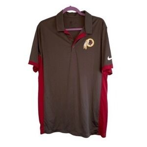 Nike Dri-FIT Washington Redskins Golf Polo Shirt Gray Burgundy Team Apparel L